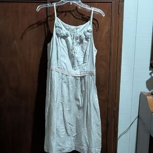 LOFT Cream Strapless Dress with Floral Detail